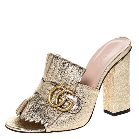 gucci mules with fur|Gucci marmont fringe mules.